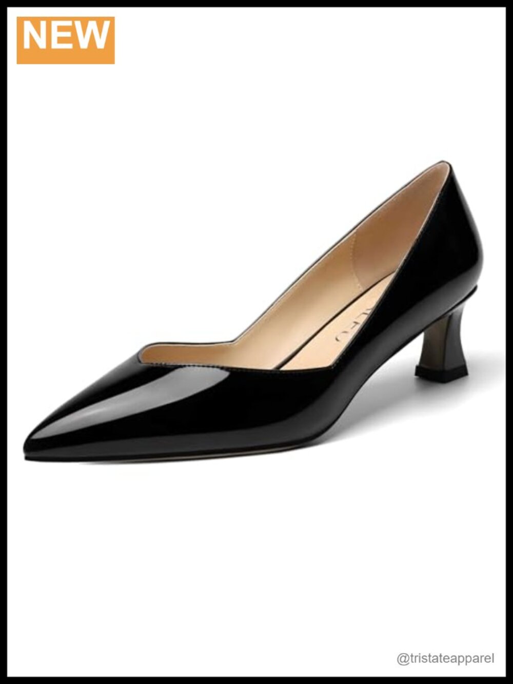 Womens Slip On Pointed Toe Patent Kitten Heel Pumps 2 Inch Work Shoes